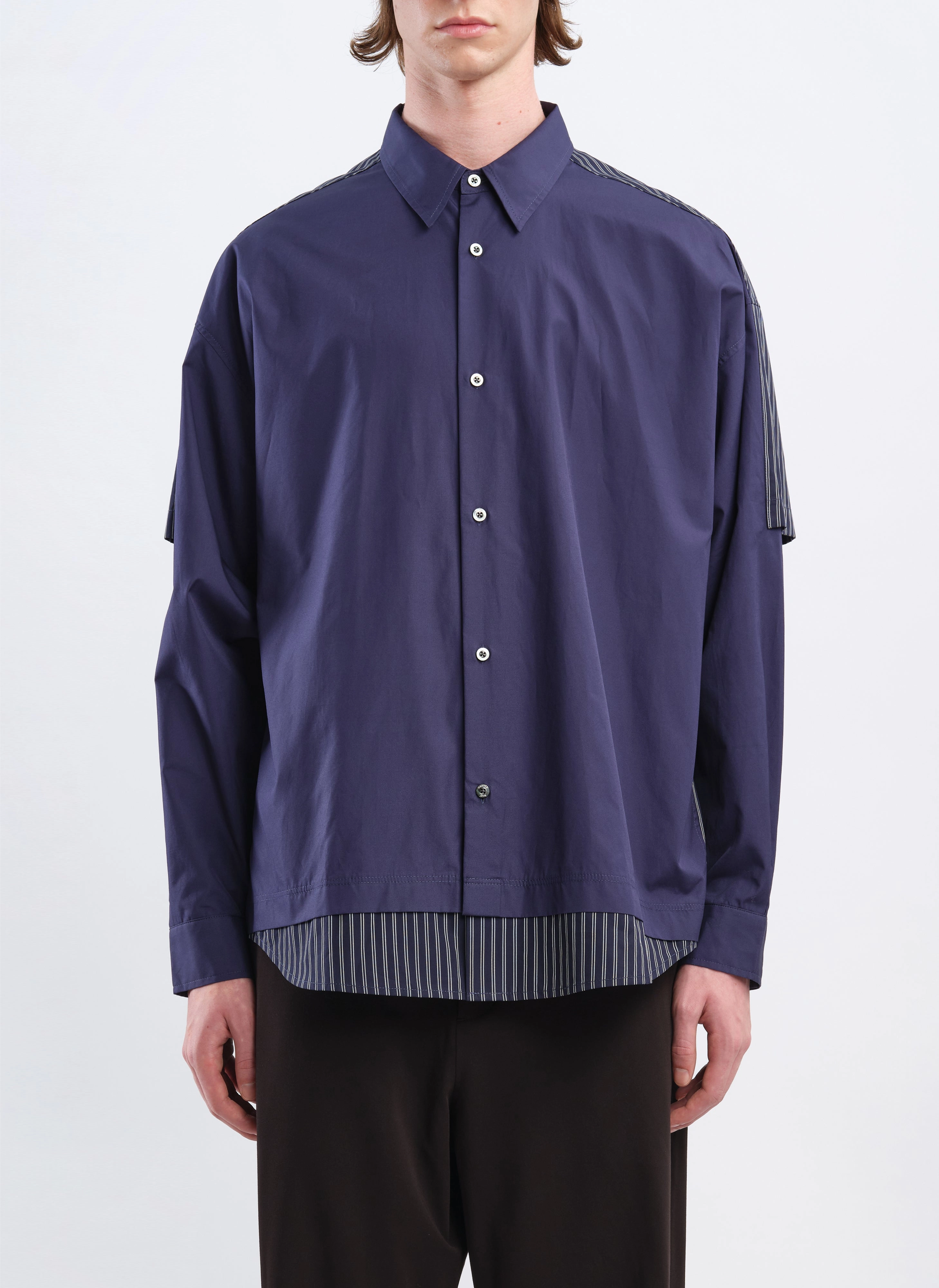 60s Cotton typewriter Blocking Shirt