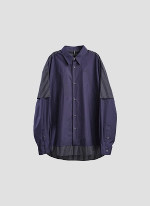 60s Cotton typewriter Blocking Shirt