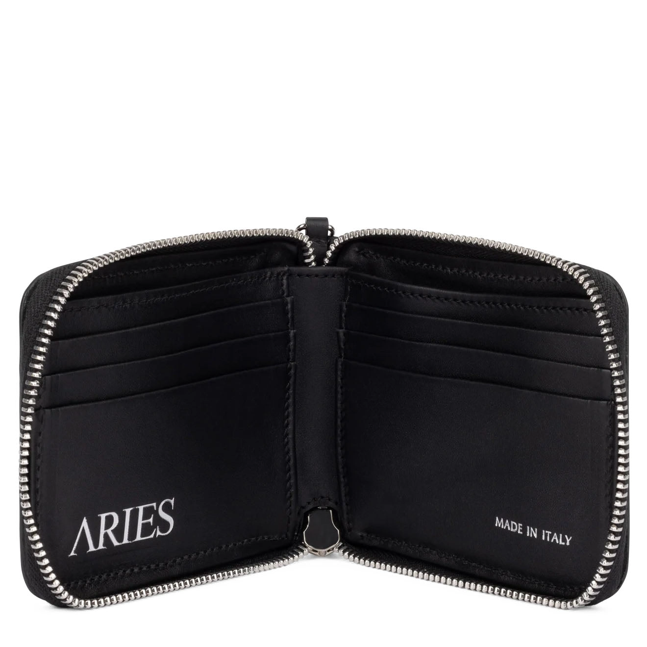 Aries Croc Studded Bobby Wallet Black