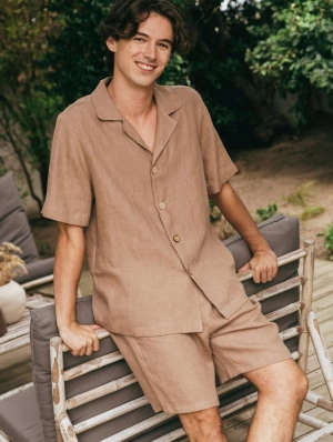 Aspen Men's Linen Loungewear Set | Rosy Brown