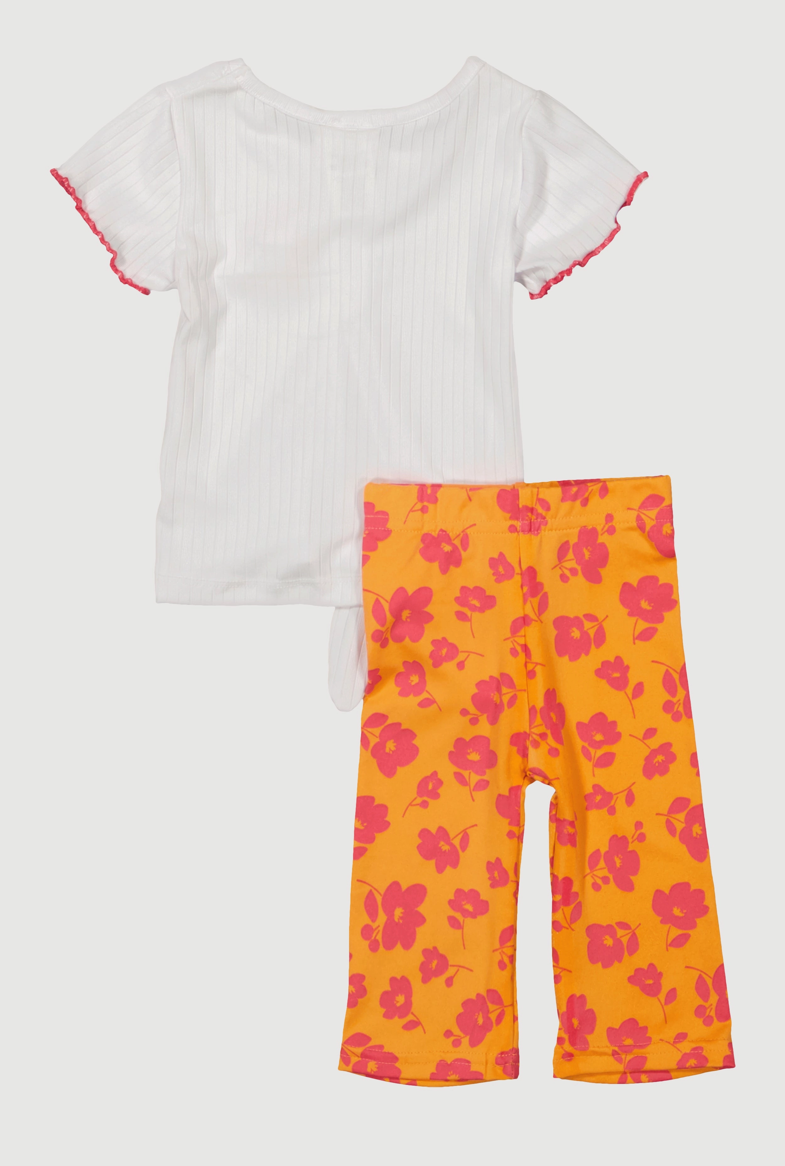Baby Girls 0-9M Flower Embroidered Tee and Leggings
