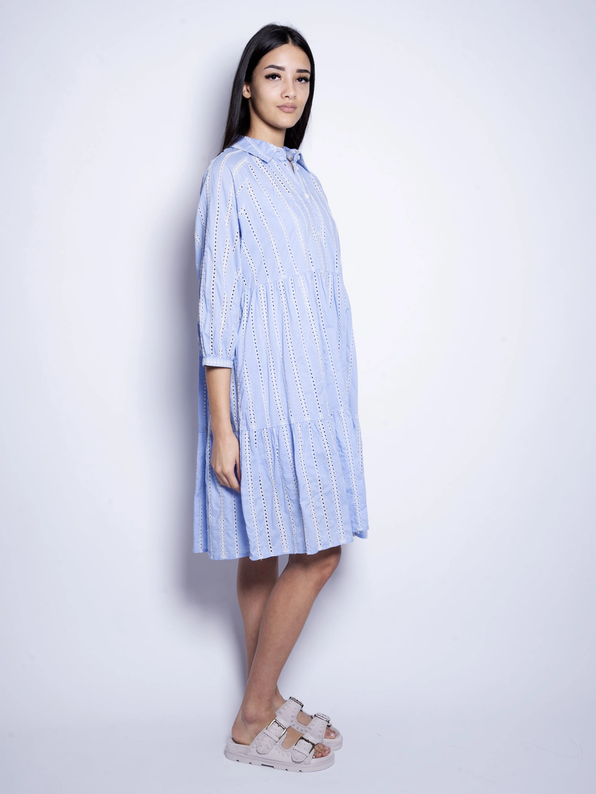 Blue Broderie Anglaise Lace Dress