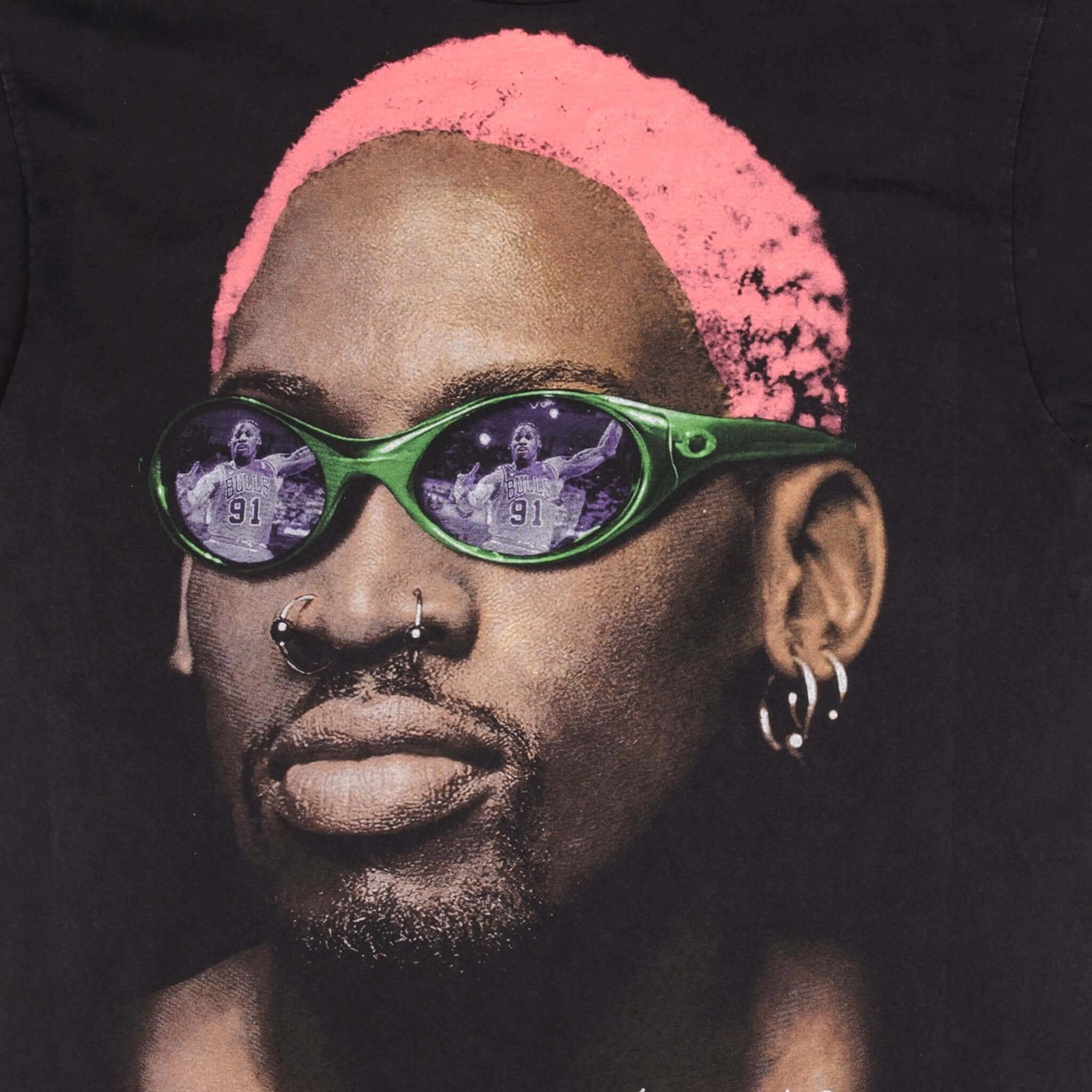 BOOTLEG TEE SHIRT NBA DENNIS RODMAN CHICAGO BULLS LARGE SINGLE STITCH