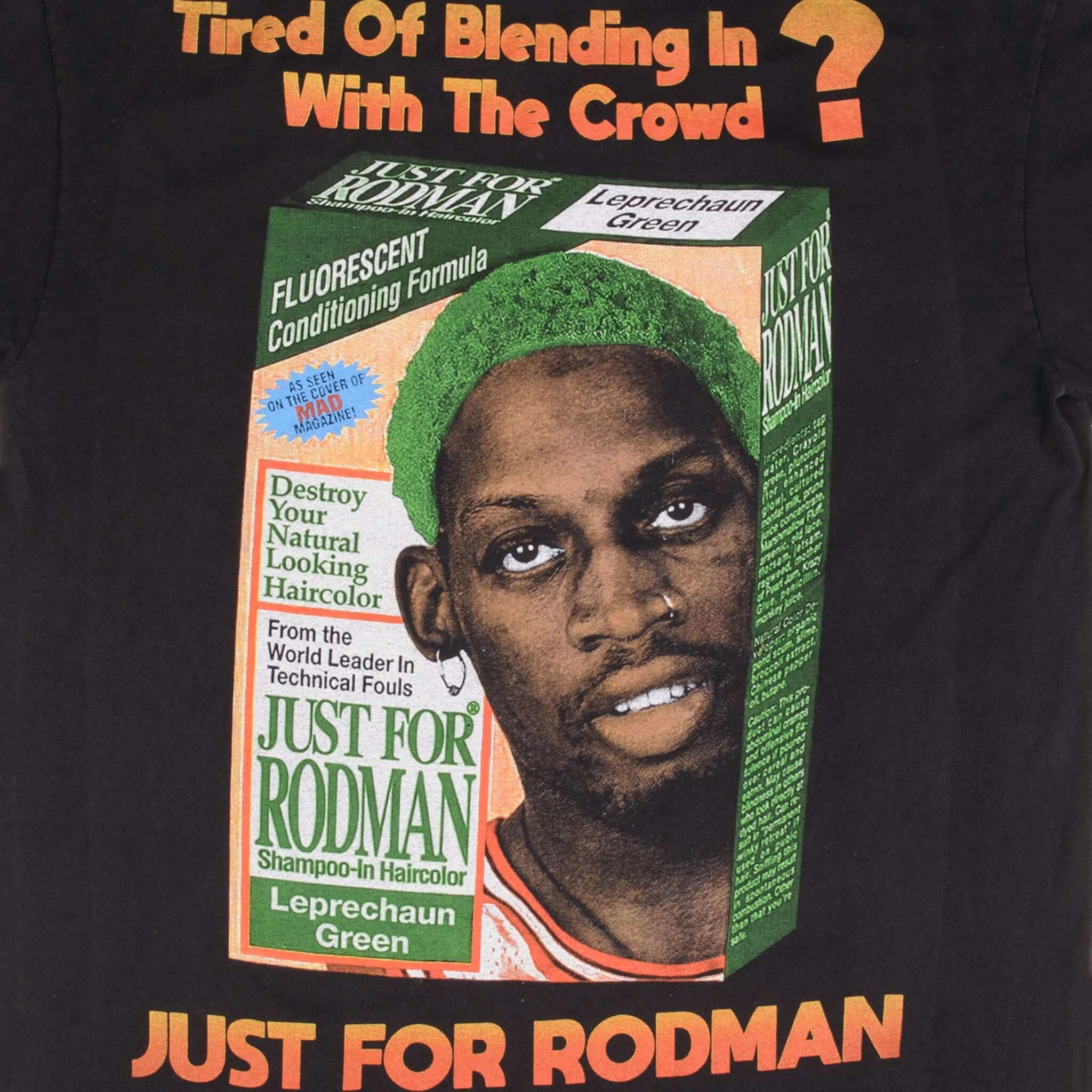 BOOTLEG TEE SHIRT NBA DENNIS RODMAN CHICAGO BULLS LARGE SINGLE STITCH