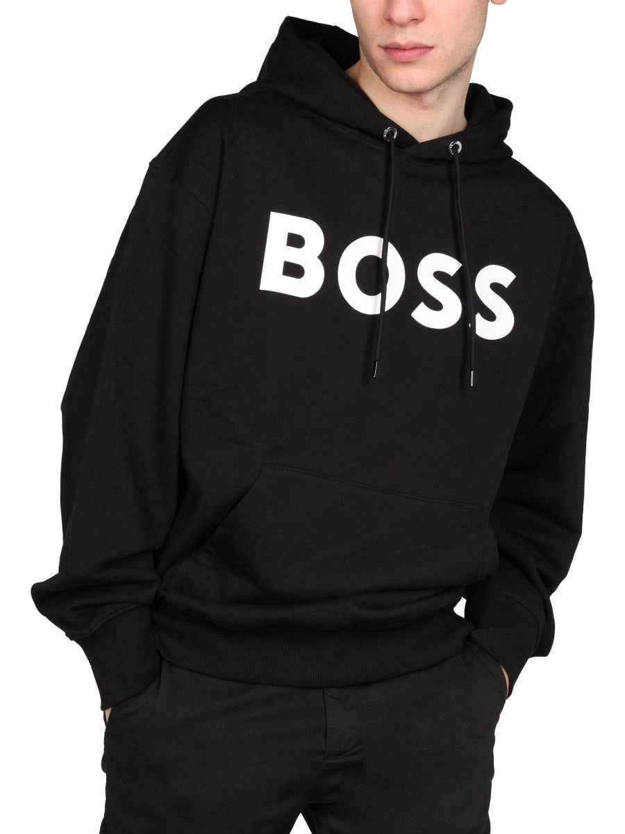 Boss Hugo Boss Logo Print Drawstring Hoodie