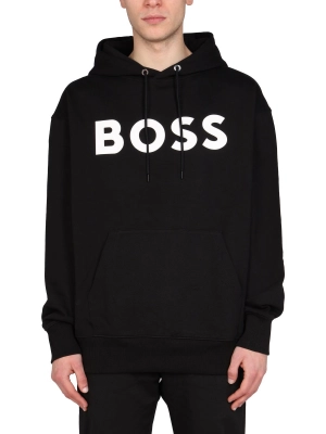 Boss Hugo Boss Logo Print Drawstring Hoodie
