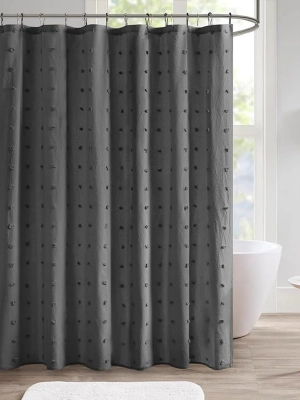 Brooklyn Cotton Jacquard Pom Pom Shower Curtain