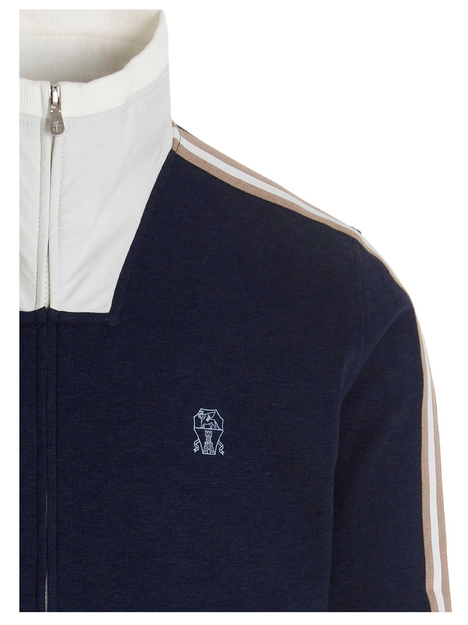 Brunello Cucinelli Embroidered Motif Zipped Sweatshirt