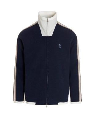 Brunello Cucinelli Embroidered Motif Zipped Sweatshirt