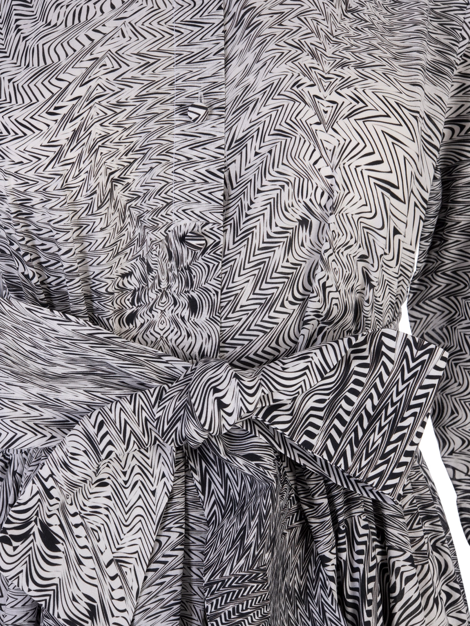 Chemisier Dress with Black/White Geometric Print