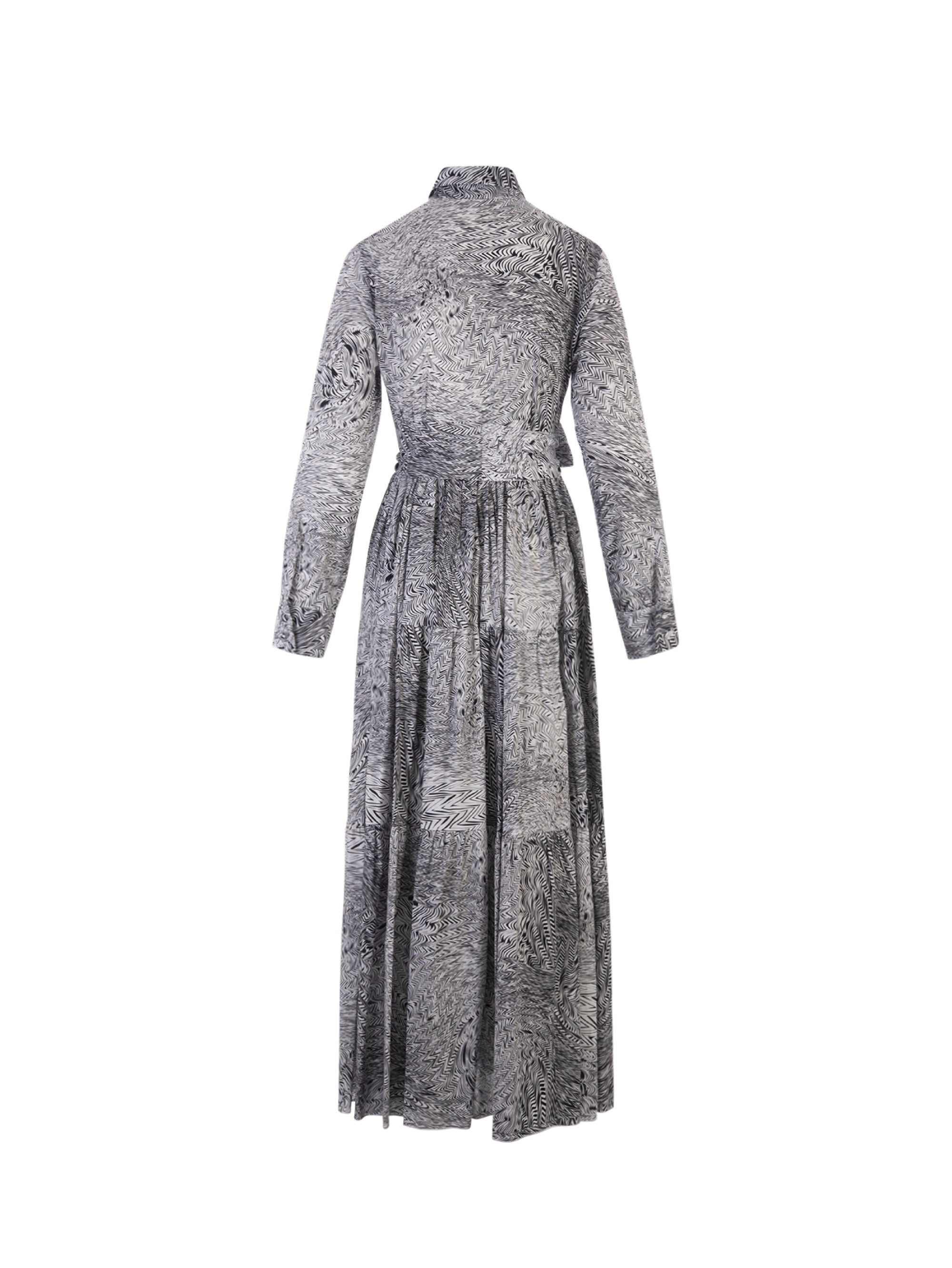 Chemisier Dress with Black/White Geometric Print