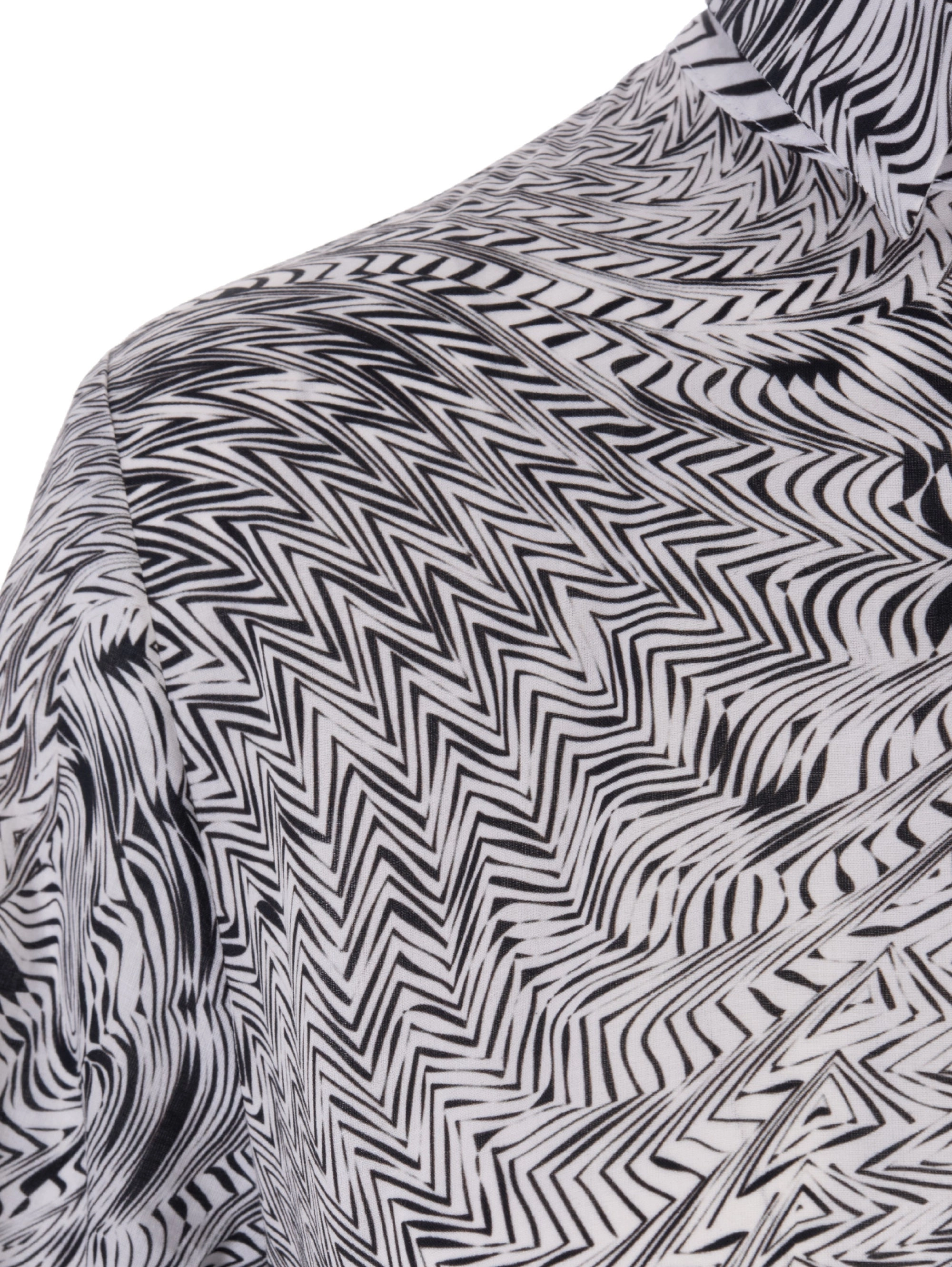 Chemisier Dress with Black/White Geometric Print