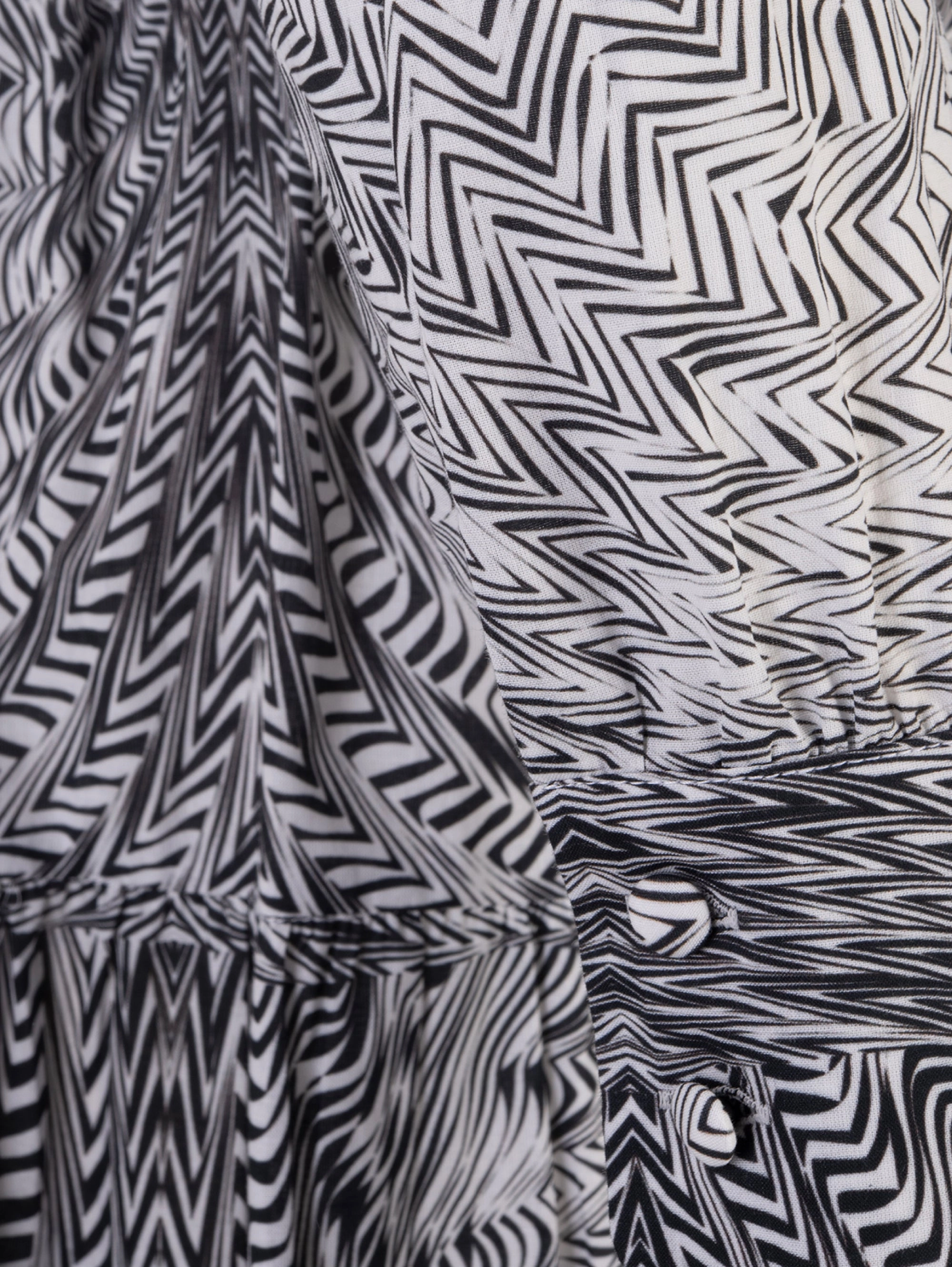 Chemisier Dress with Black/White Geometric Print