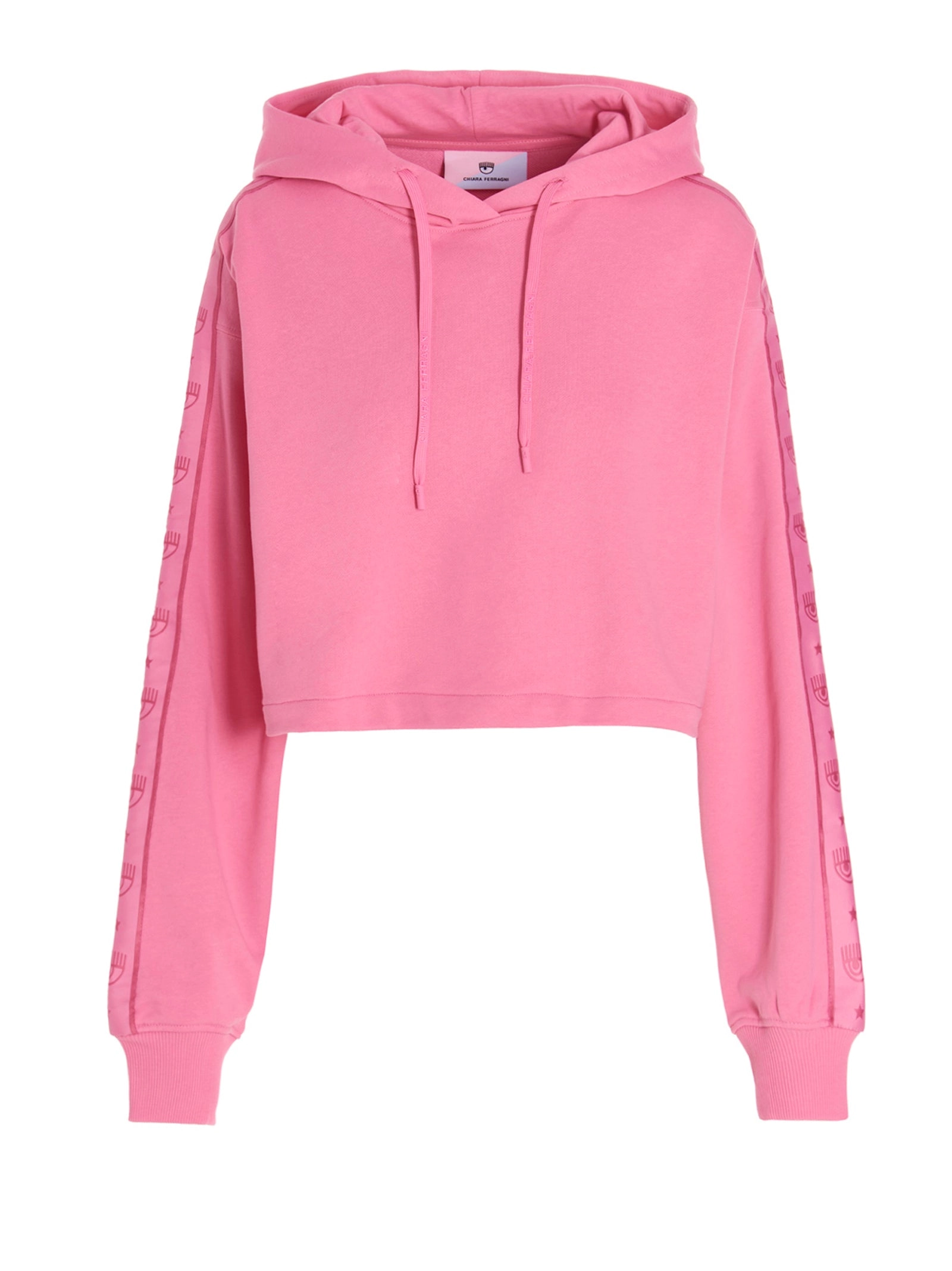 Chiara Ferragni Logo-Tape Drawstring Cropped Hoodie