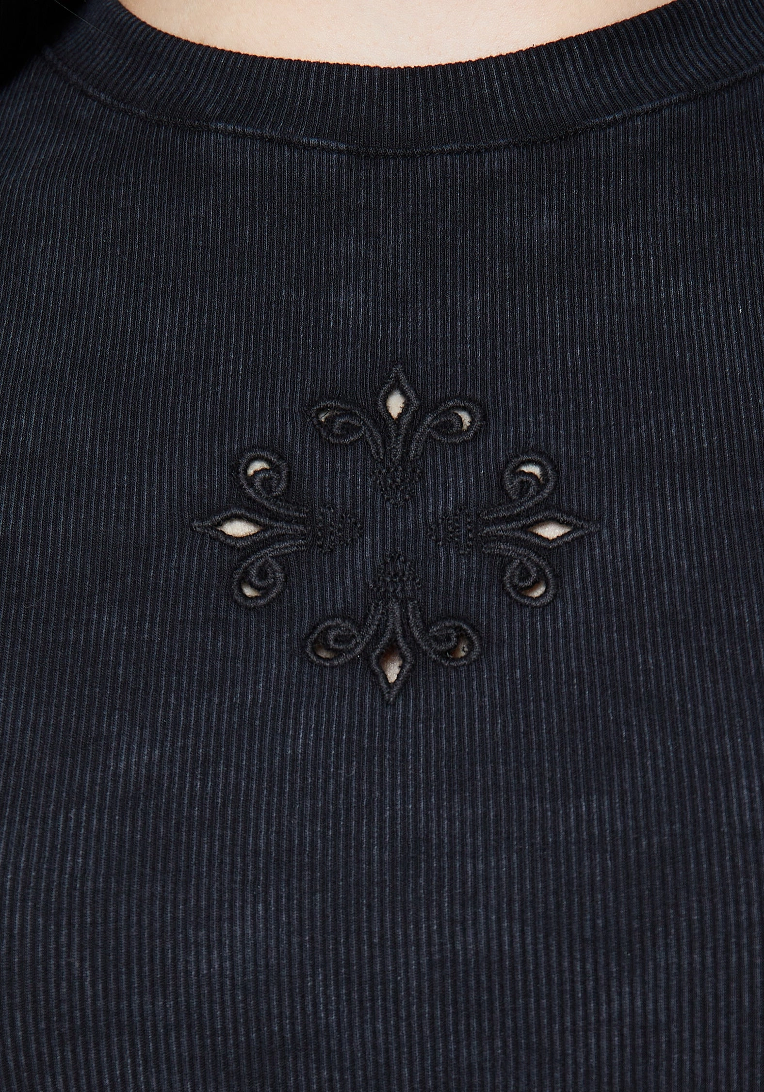 Christina Cotton Cut Out Detail Washed T-Shirt