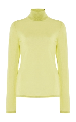 Costa Knit Turtleneck in Lime Adamite Cashmere Silk
