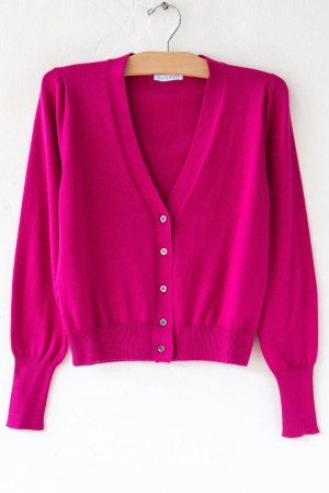 Cotton Cardigan Magenta