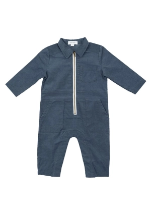 Cotton Corduroy Retro Jumpsuit - Navy