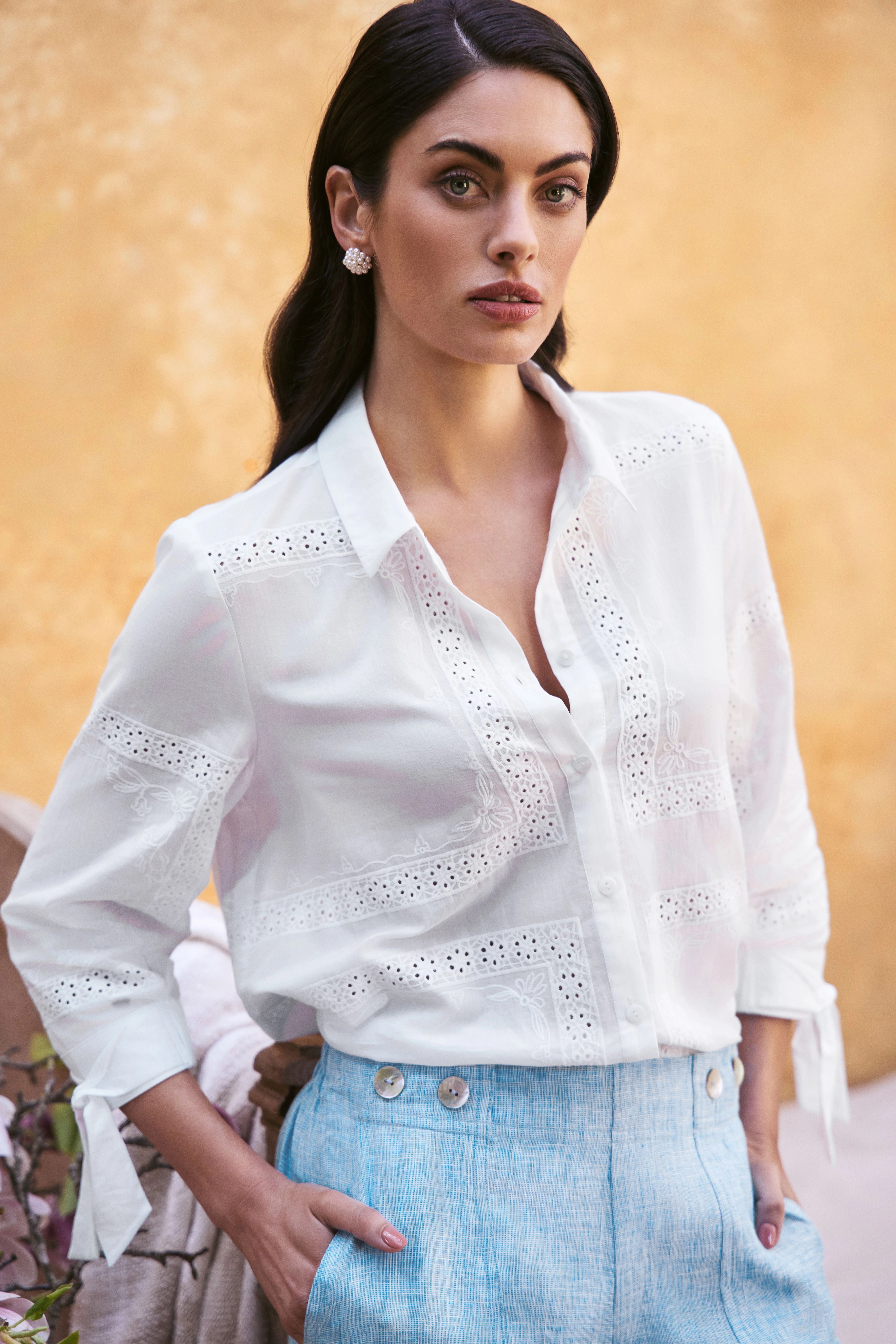 Cotton Embroidered Shirt - White