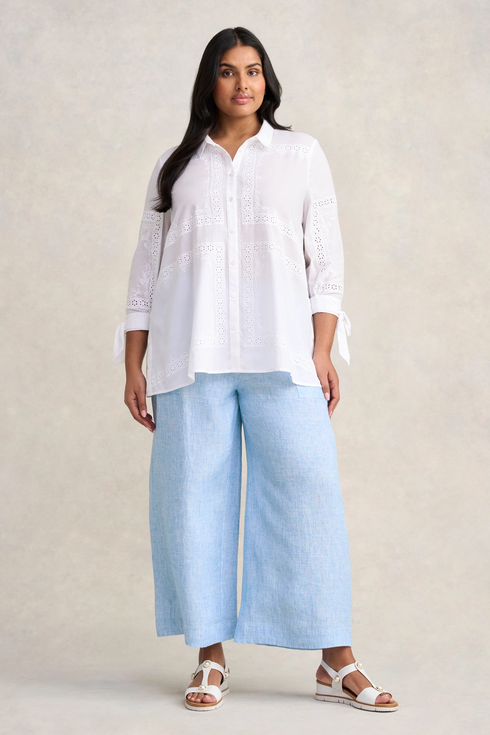 Cotton Embroidered Shirt - White