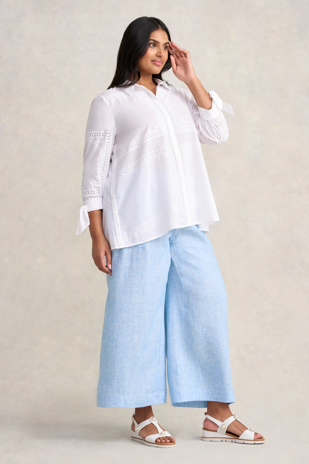 Cotton Embroidered Shirt - White