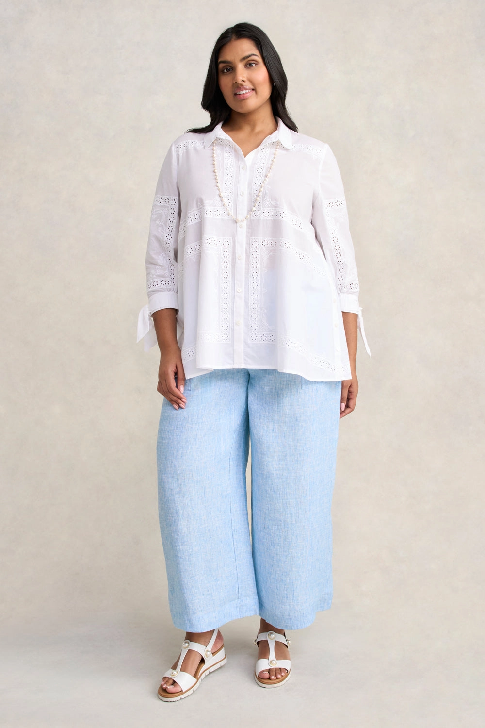 Cotton Embroidered Shirt - White