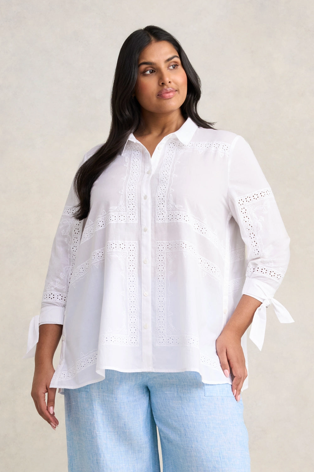 Cotton Embroidered Shirt - White