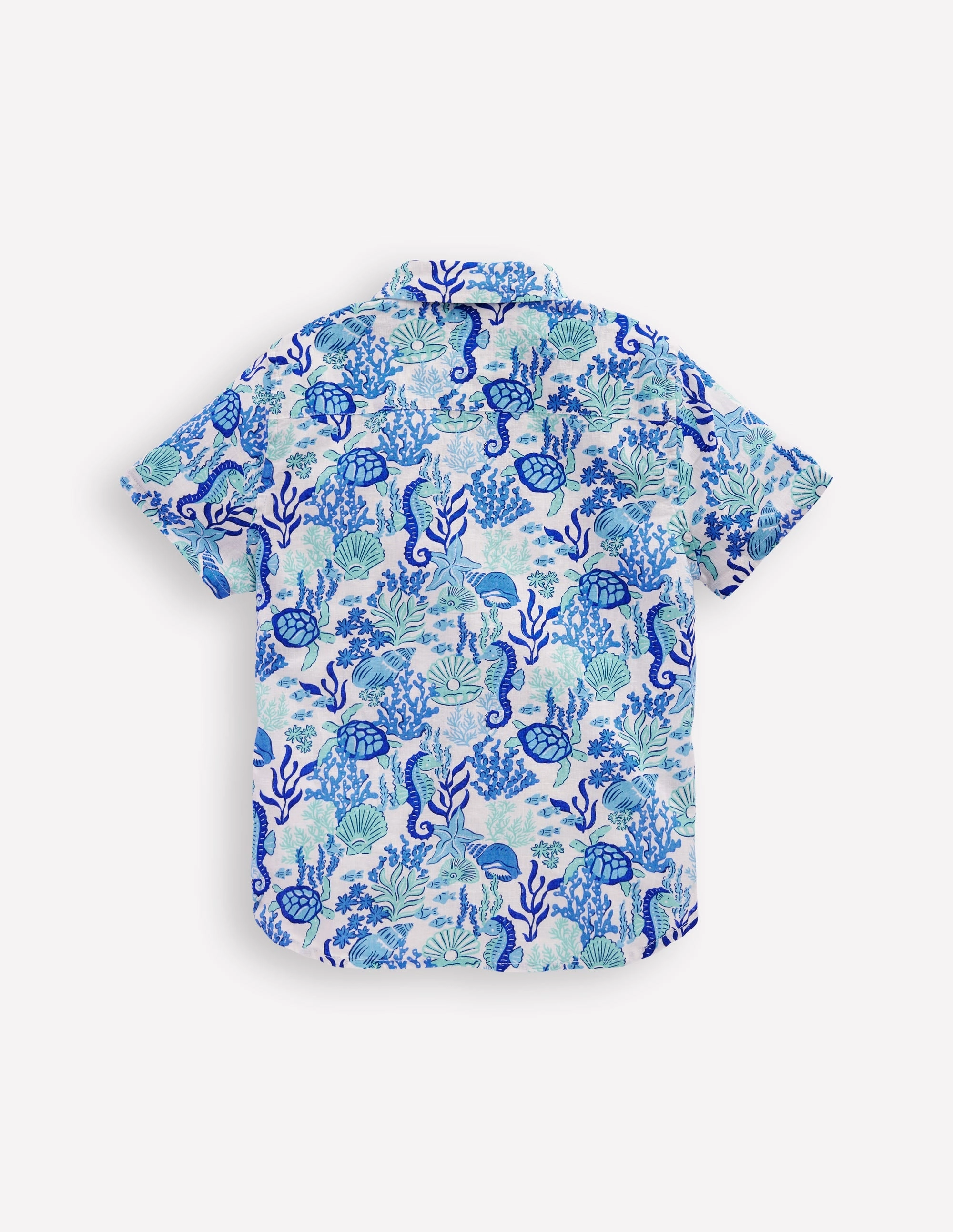 Cotton Linen Shirt-Blue Coral Cove