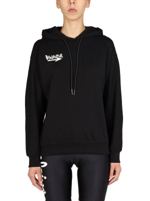 Disclaimer Logo Printed Drawstring Hoodie