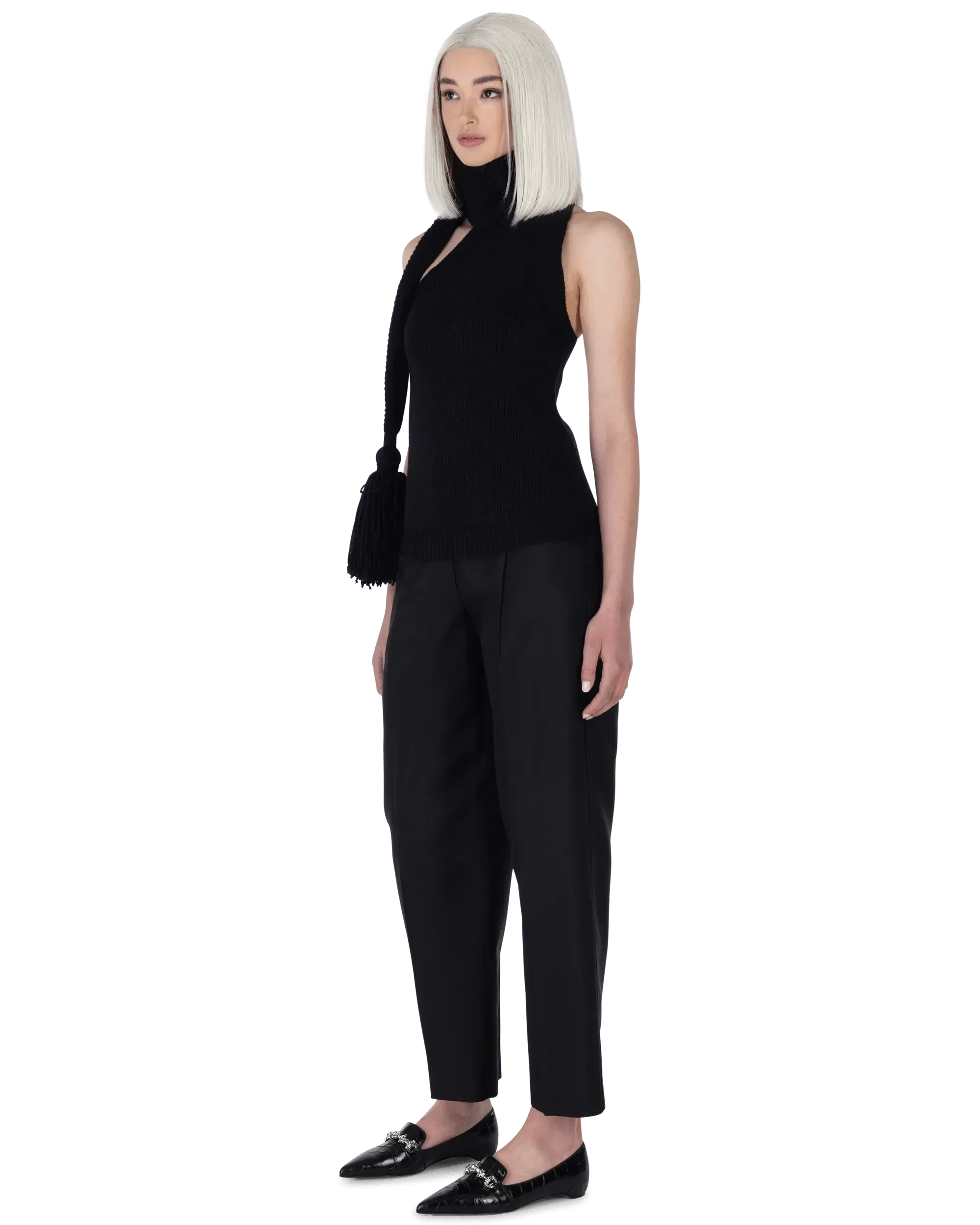 Double Shetland Knit Sleeveless Scarf Top