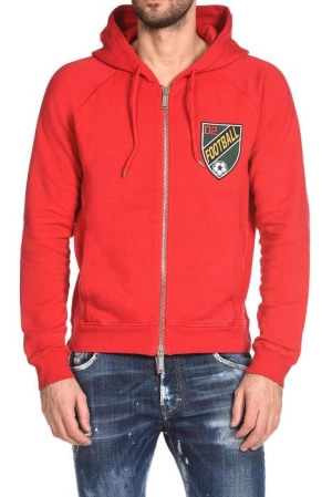 Dsquared2 Logo Patch Zip-Up Drawstring Hoodie