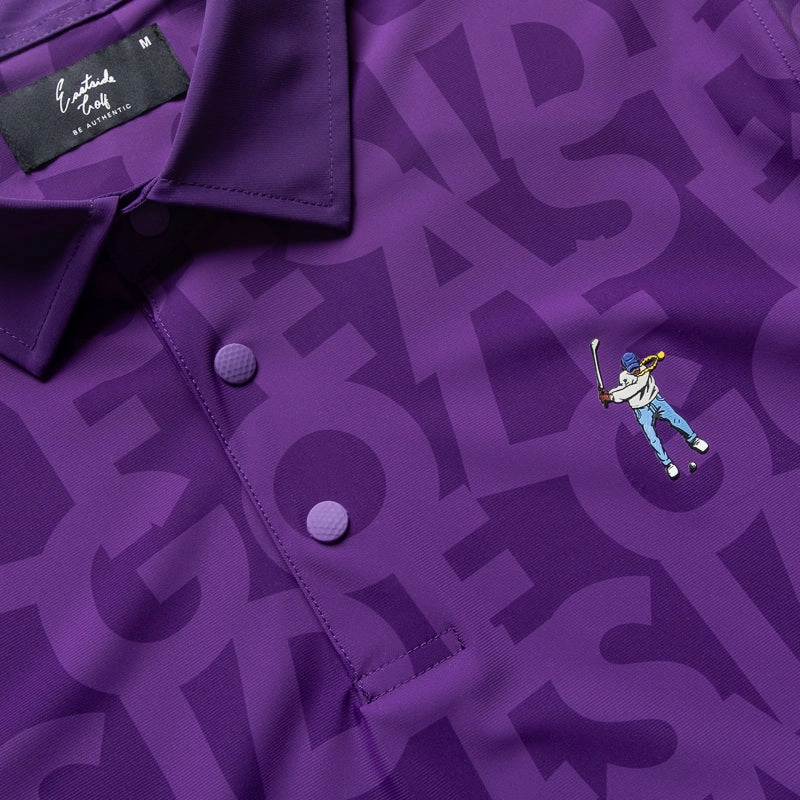 Eastside Golf Snap Placket Polo - Violet Shuffle Print