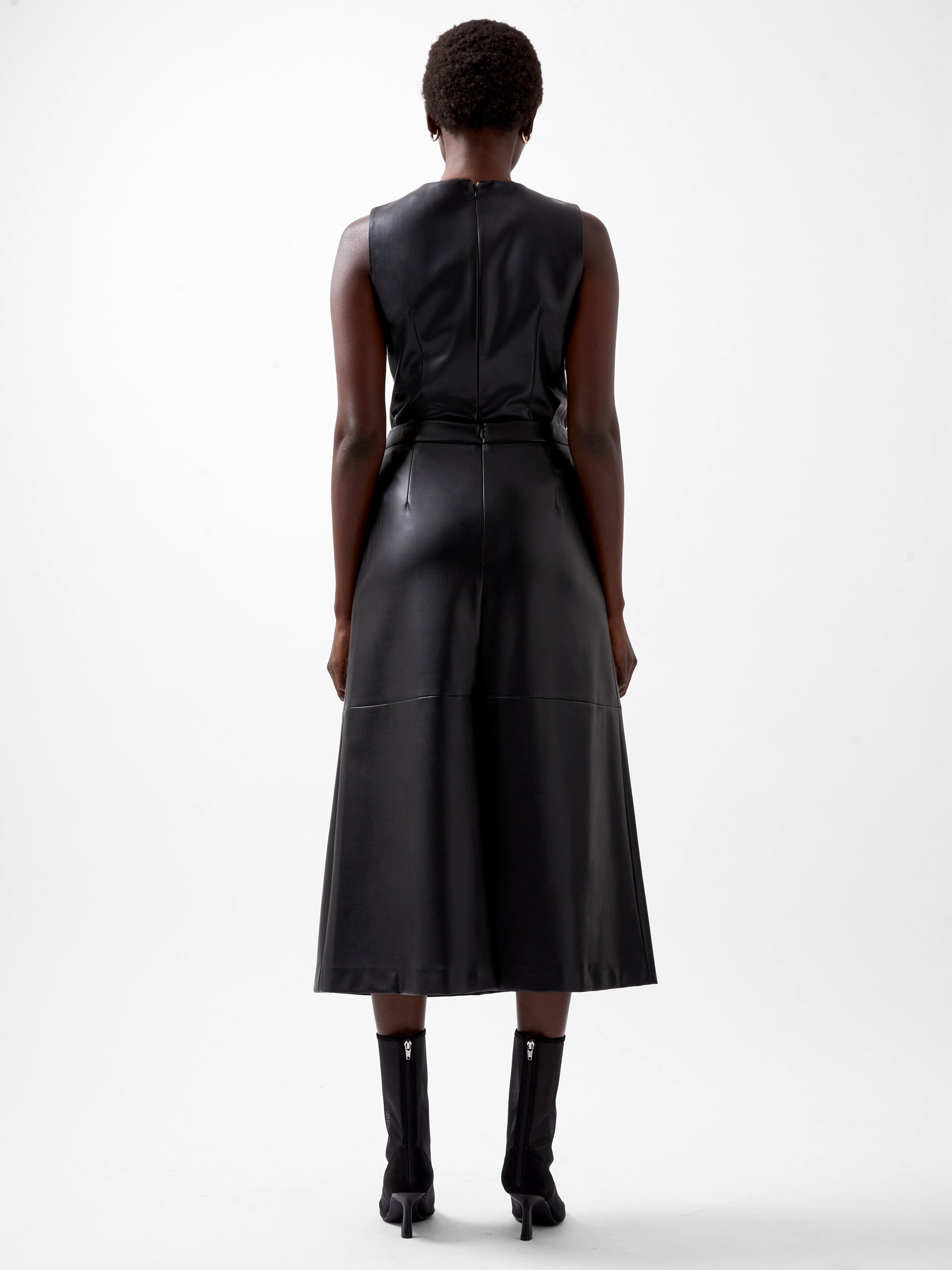 Elettra PU Cowl Neck Sleeveless Top