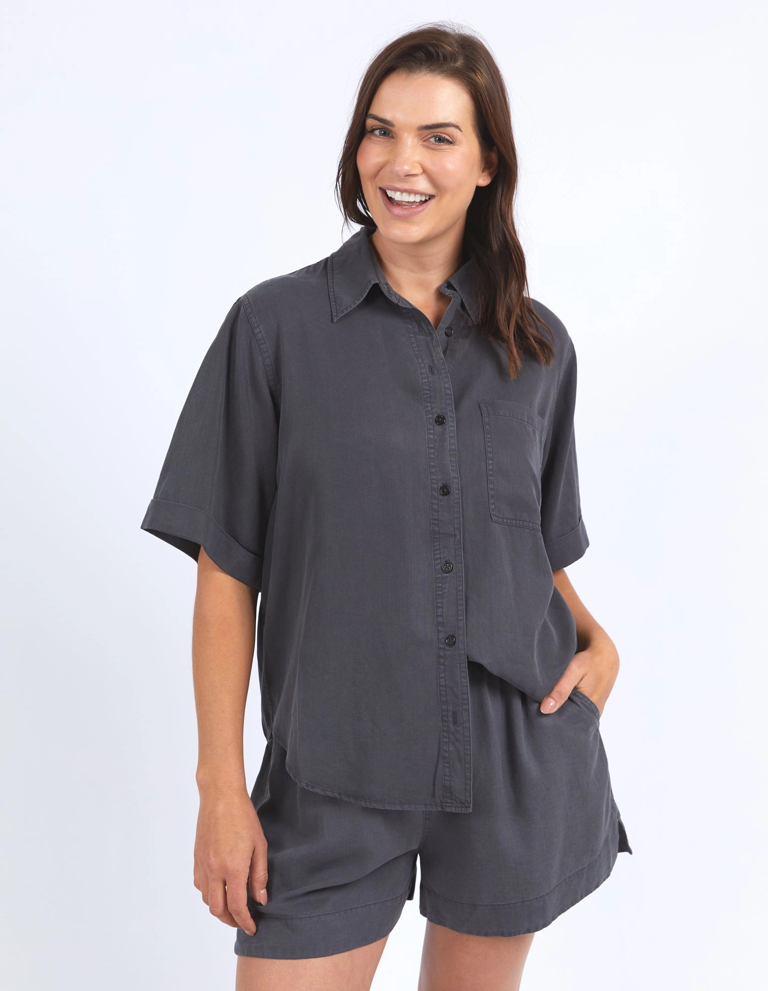 Elm Bliss Washed Shirt Washed Black