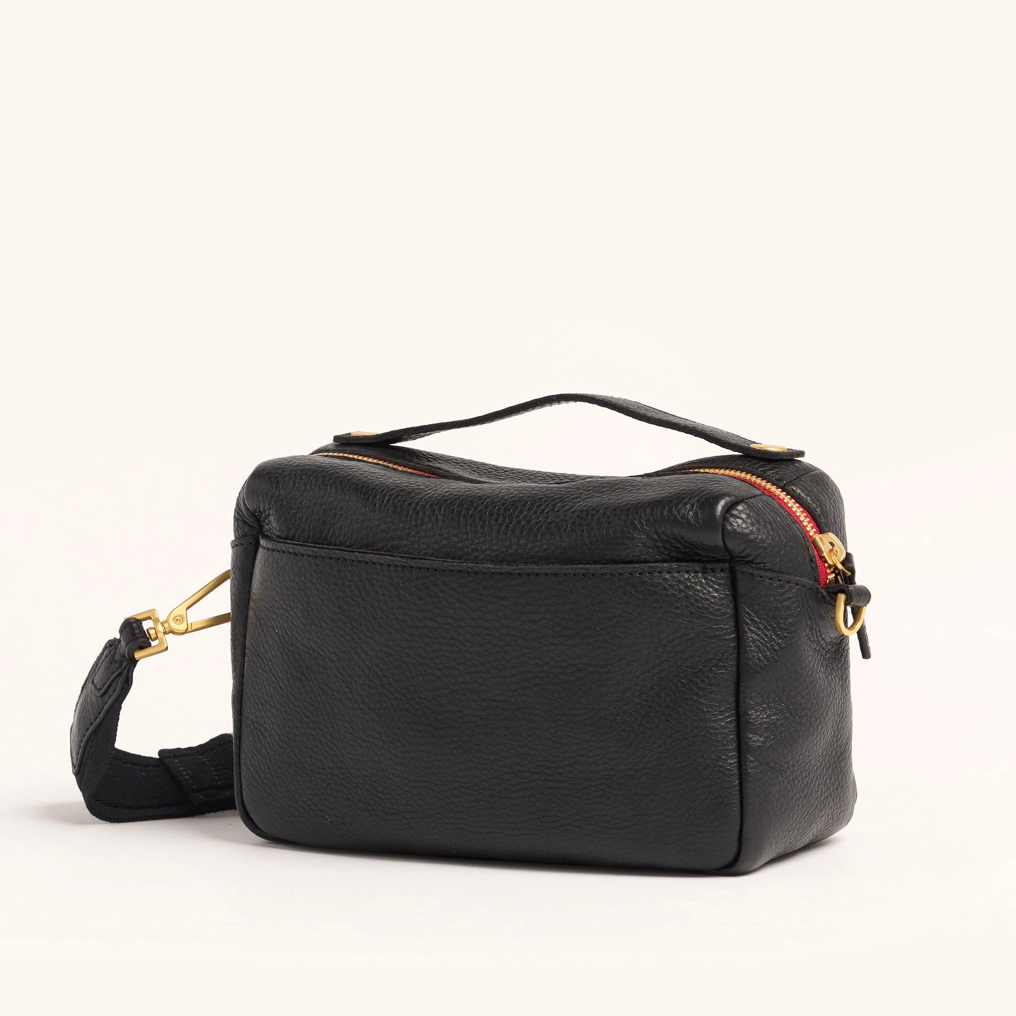 Evan Crossbody | Cargo Black/Brushed Gold Red Zip | Sml