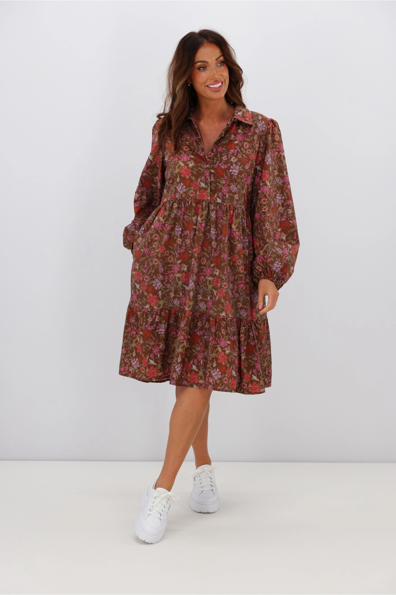 Fria Ophelia Floral Dress Brown