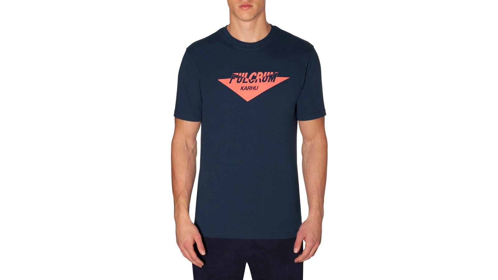 FULCRUM T-SHIRT - NAVY POSEIDON/HOT CORAL