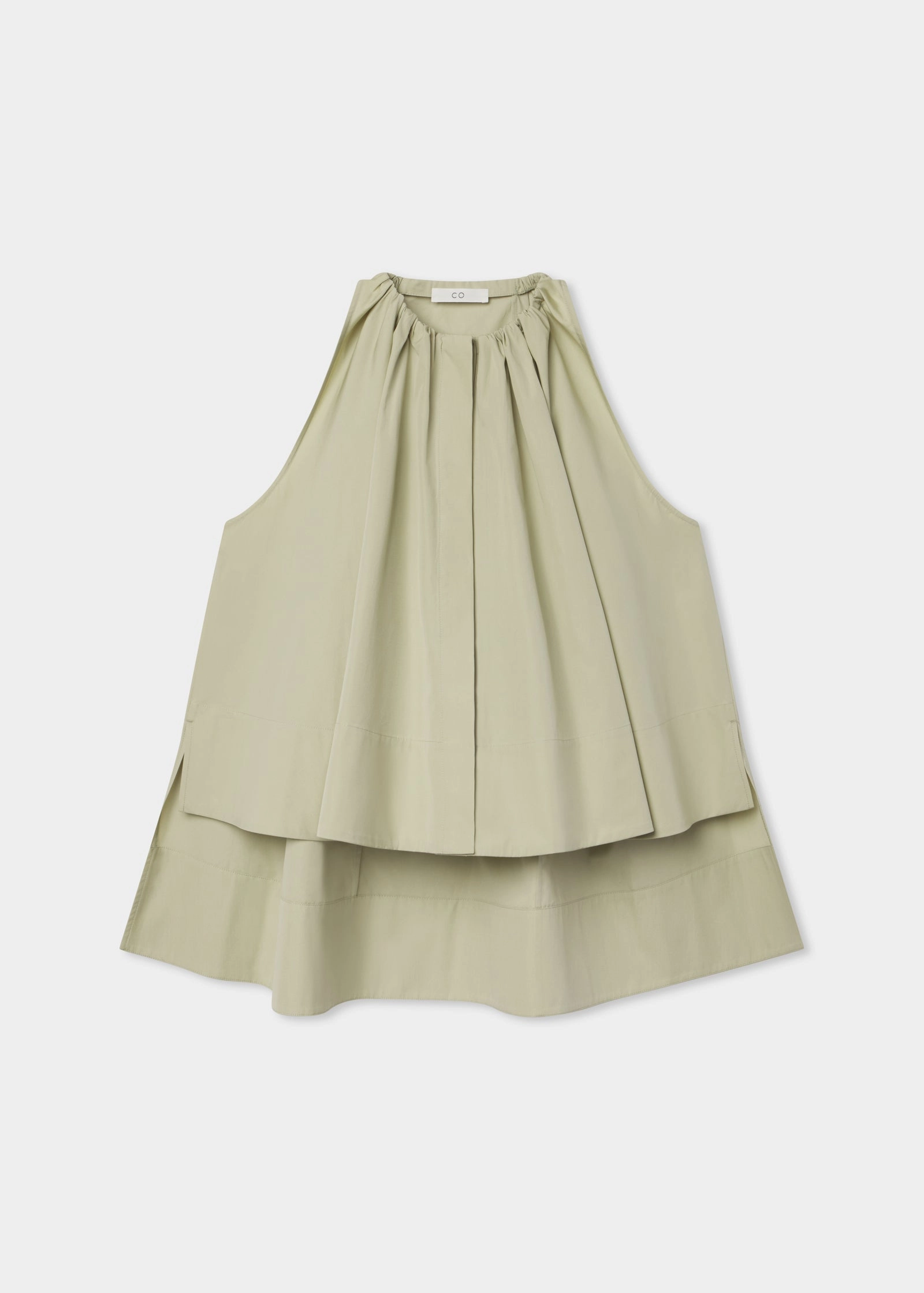 Gathered Tunic Shirt  in Cotton Poplin - Alfalfa