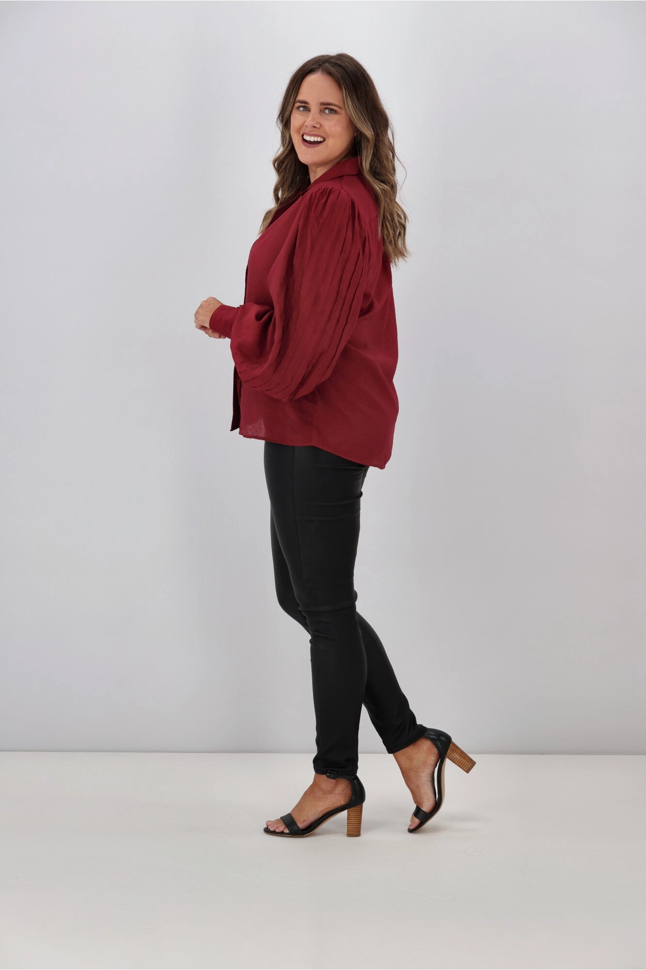 Gloss by Shine Kasey Pintuck Shirt Claret