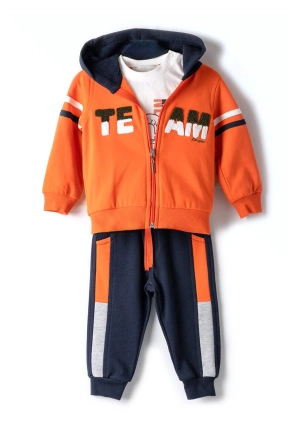 Hashtag Baby Boy Team League Three Piece Tracksuit, Orange