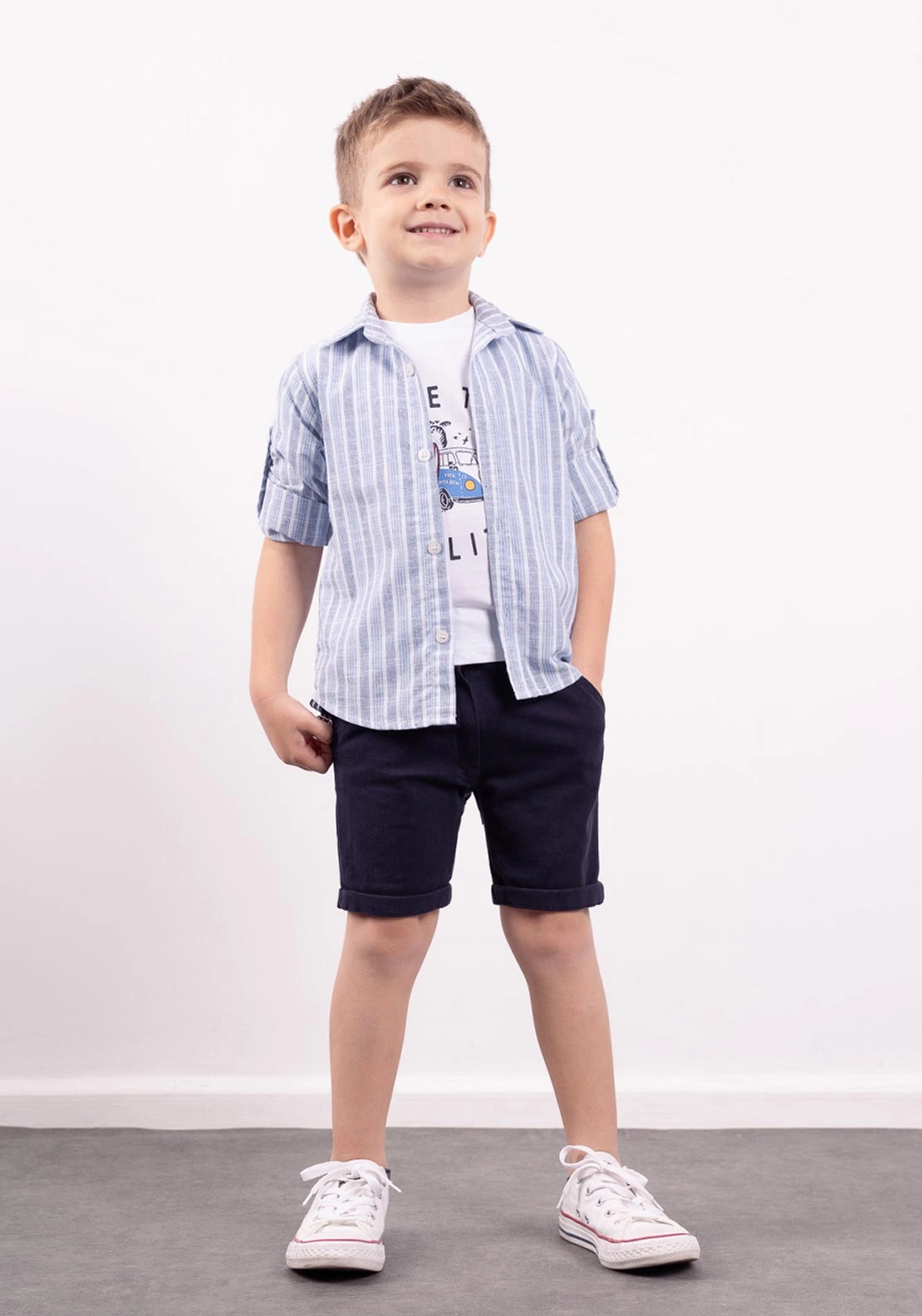 Hashtag Boy Shirt Tee and Short Set, Blue