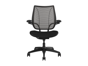 Humanscale Liberty - Chair - task - ergonomic - armrests - tilt - swivel - ticino leather - black, obsidian L113BN10TL10NFSSNSC