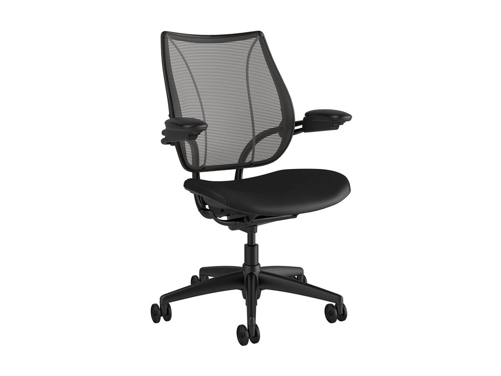 Humanscale Liberty - Chair - task - ergonomic - armrests - tilt - swivel - ticino leather - black, obsidian L113BN10TL10NFSSNSC