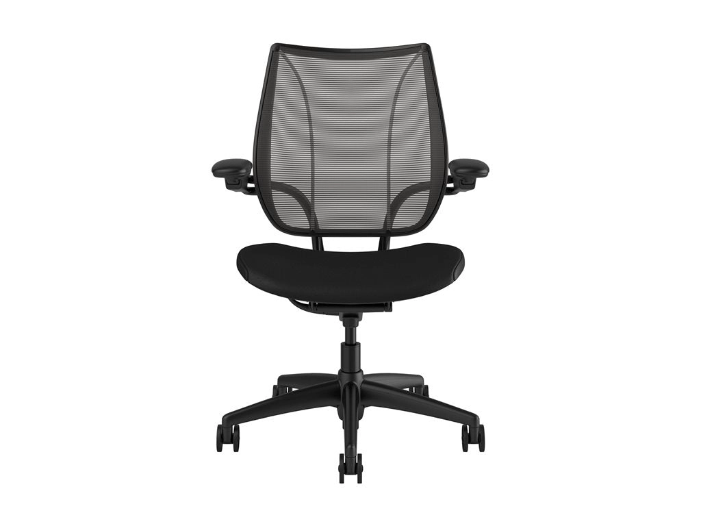 Humanscale Liberty - Chair - task - ergonomic - armrests - tilt - swivel - ticino leather - black, obsidian L113BN10TL10NFSSNSC