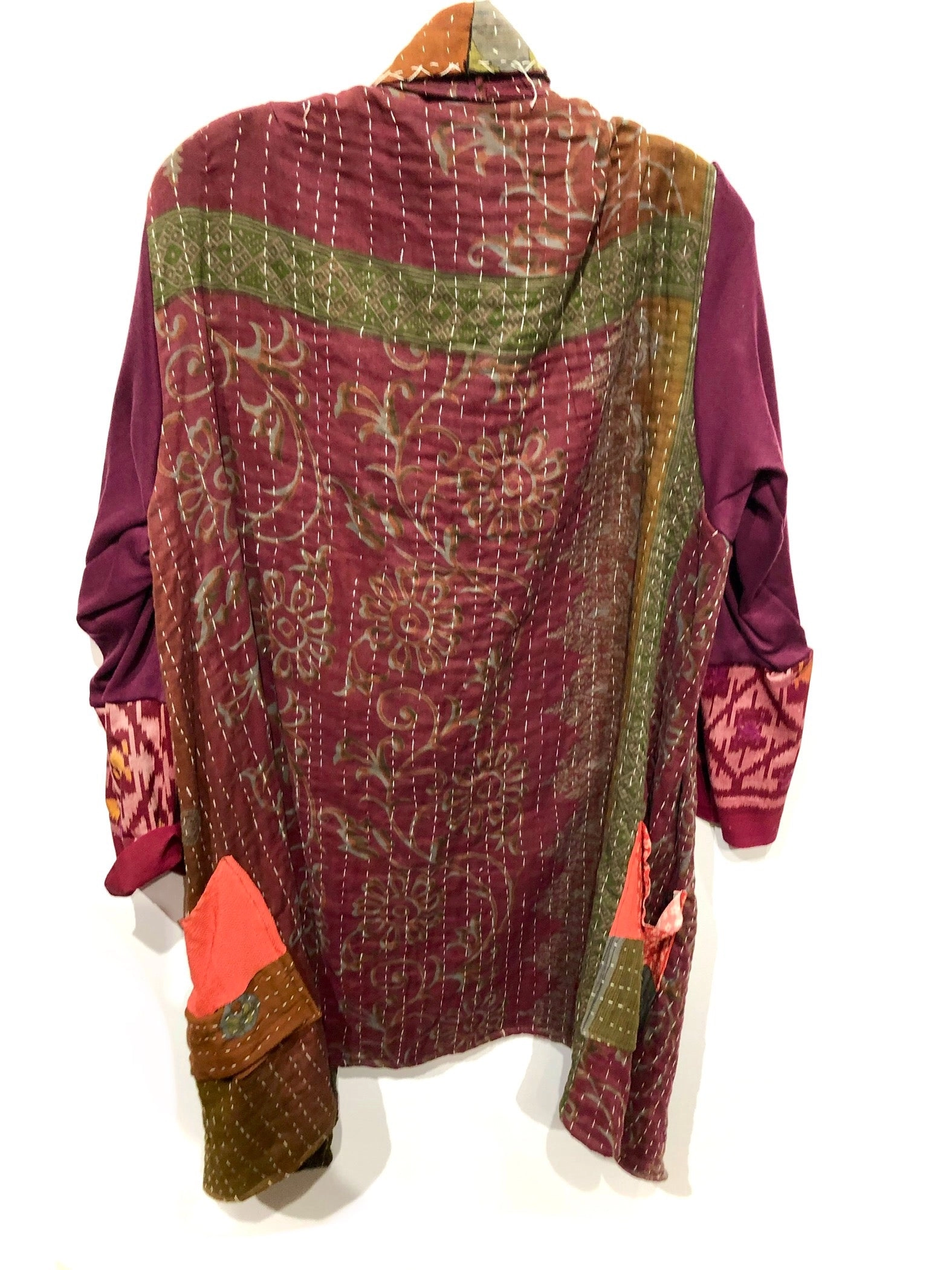 Kantha jacket wine