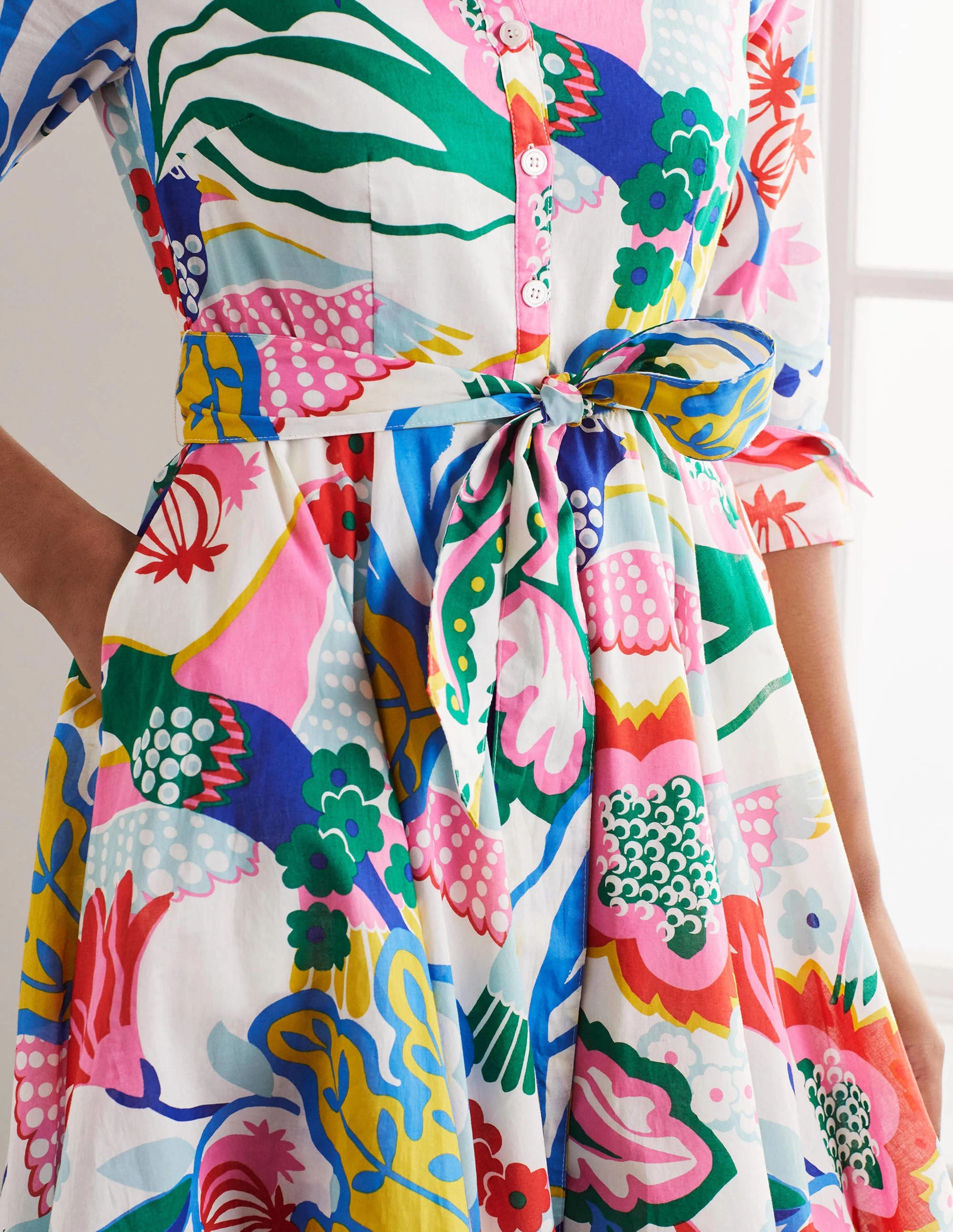 Kitty Midi Shirt Dress-Ivory, Exotic Escape