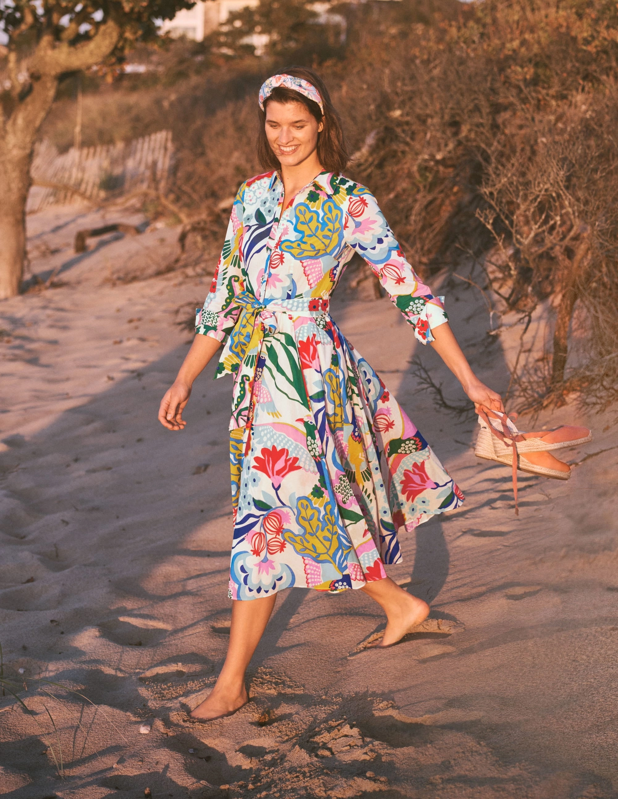 Kitty Midi Shirt Dress-Ivory, Exotic Escape