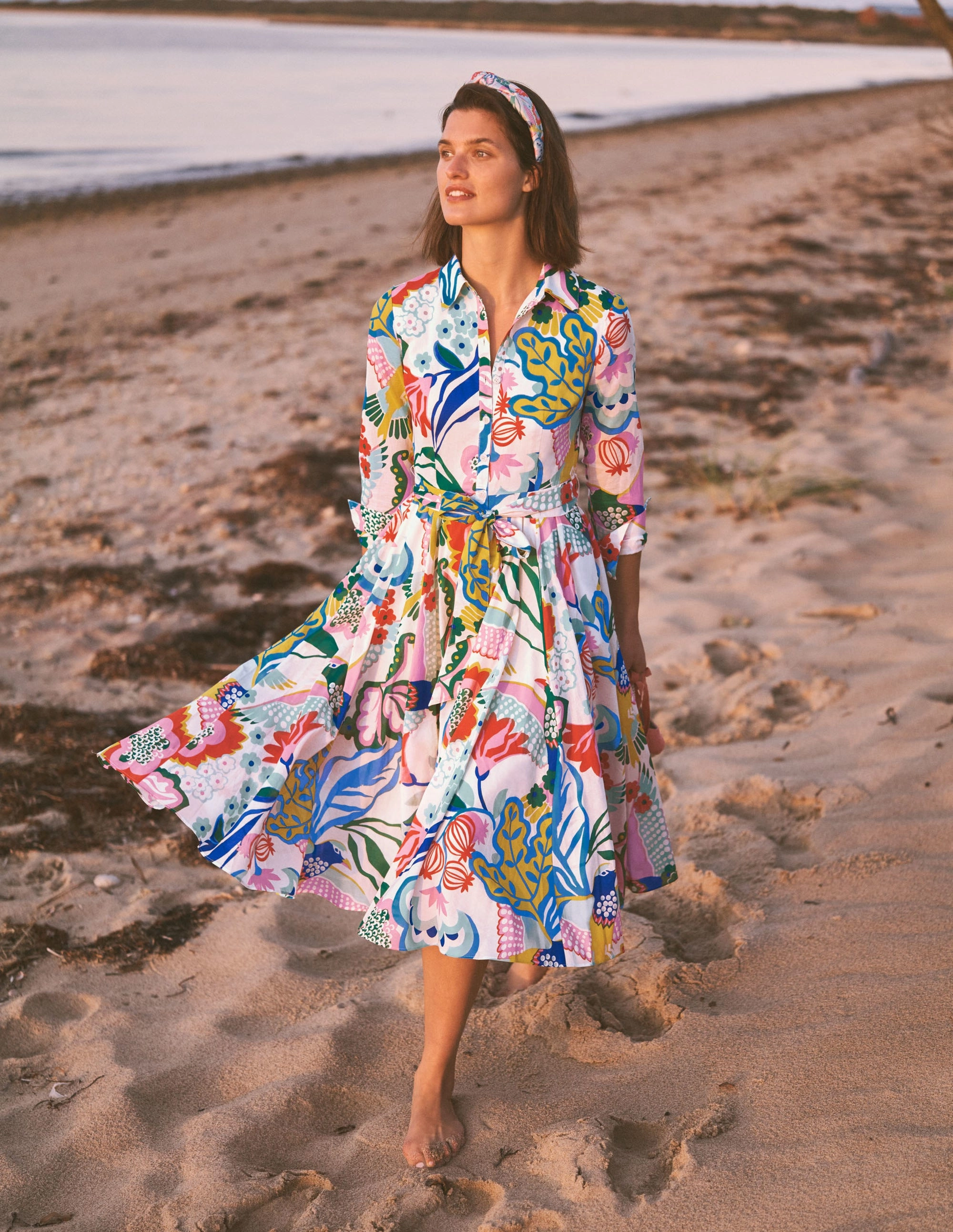 Kitty Midi Shirt Dress-Ivory, Exotic Escape