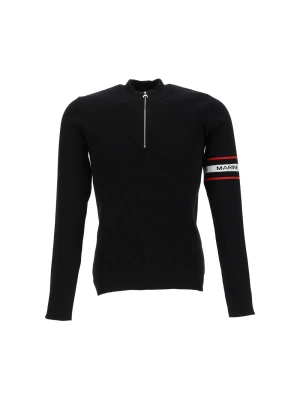 Marine Serre Logo Detailed Half-Zipped Sweatshirt