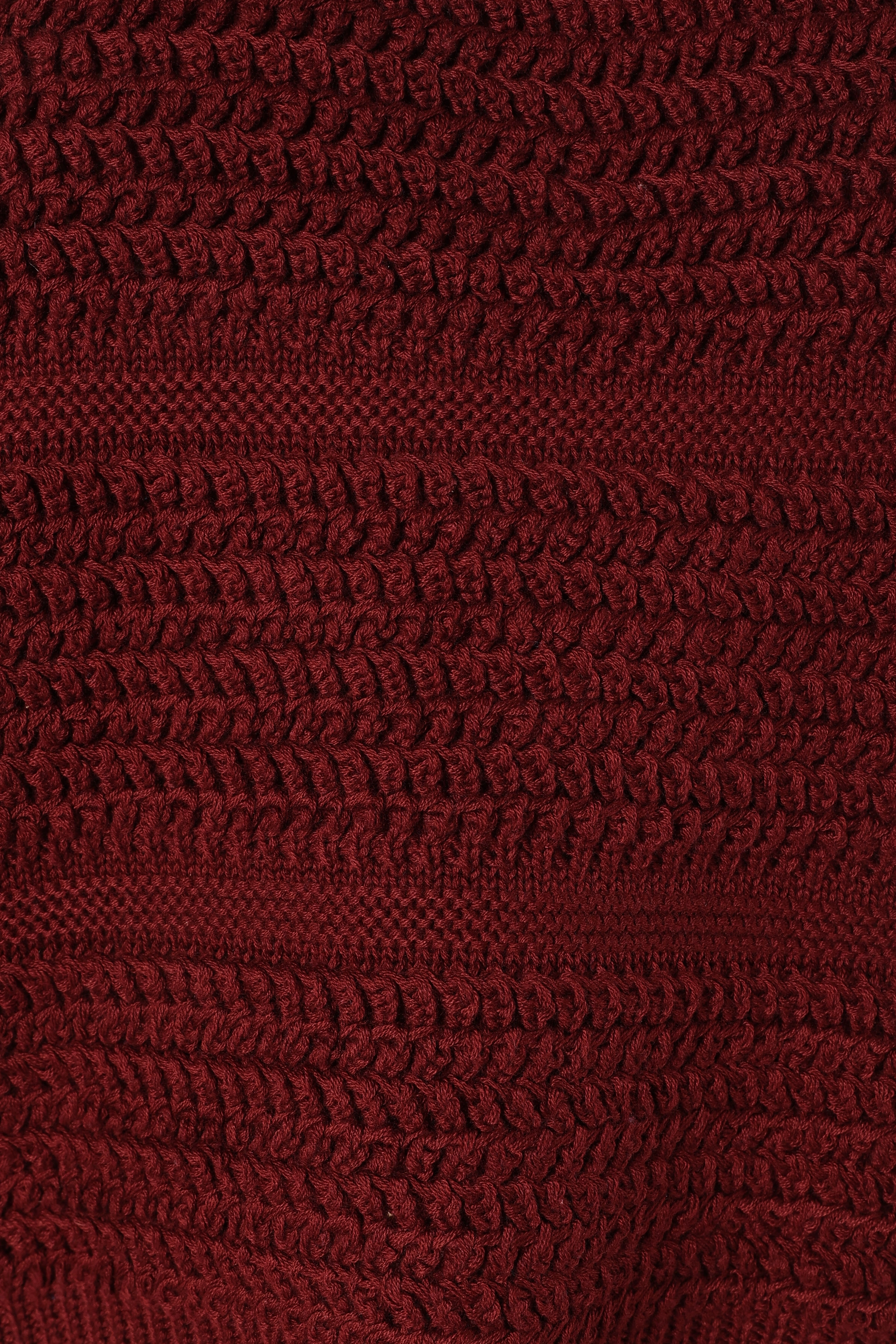 Nancy Crewneck Textured Knit Sweater - Burgundy